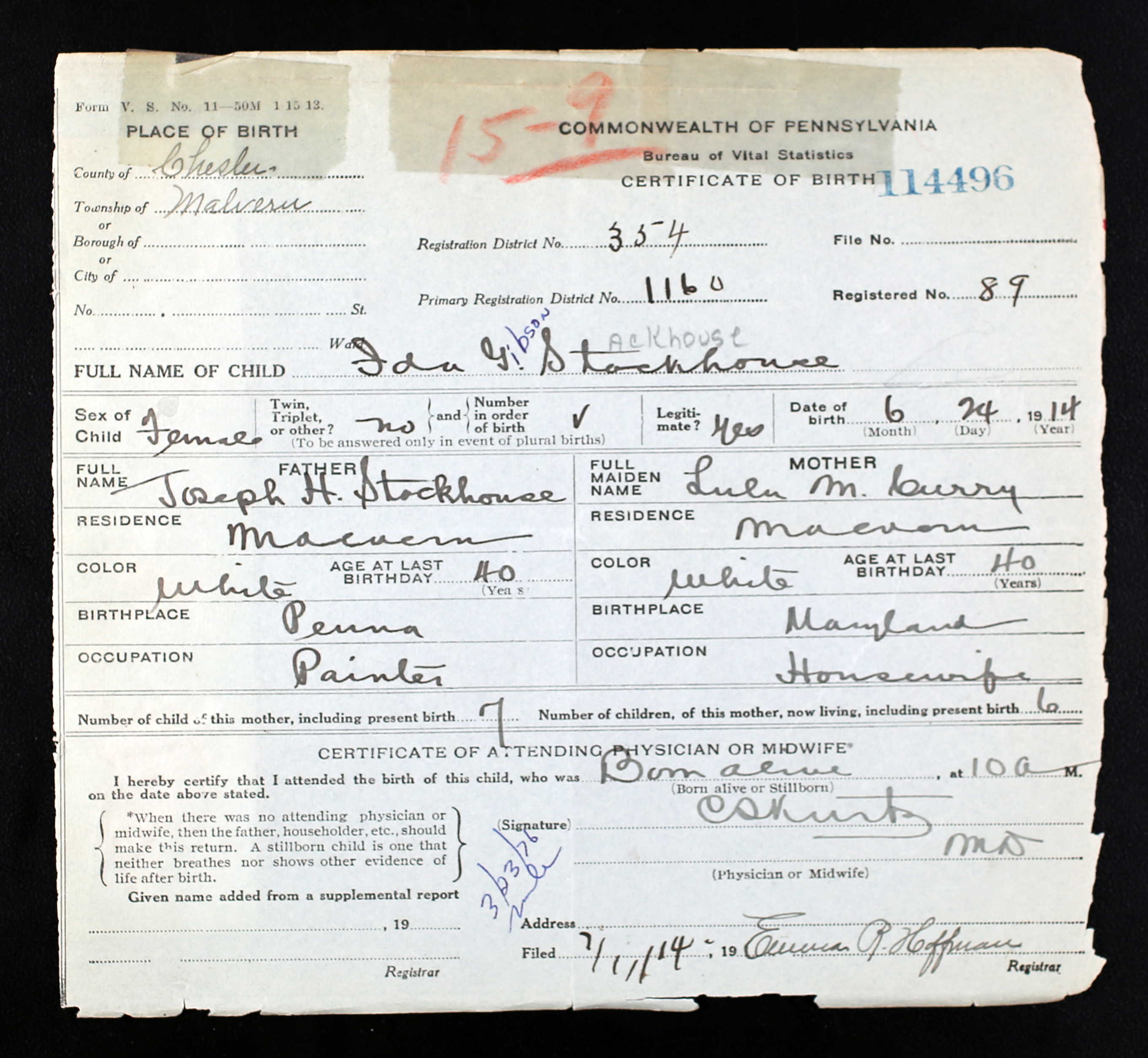 Birth Certificate, 1914