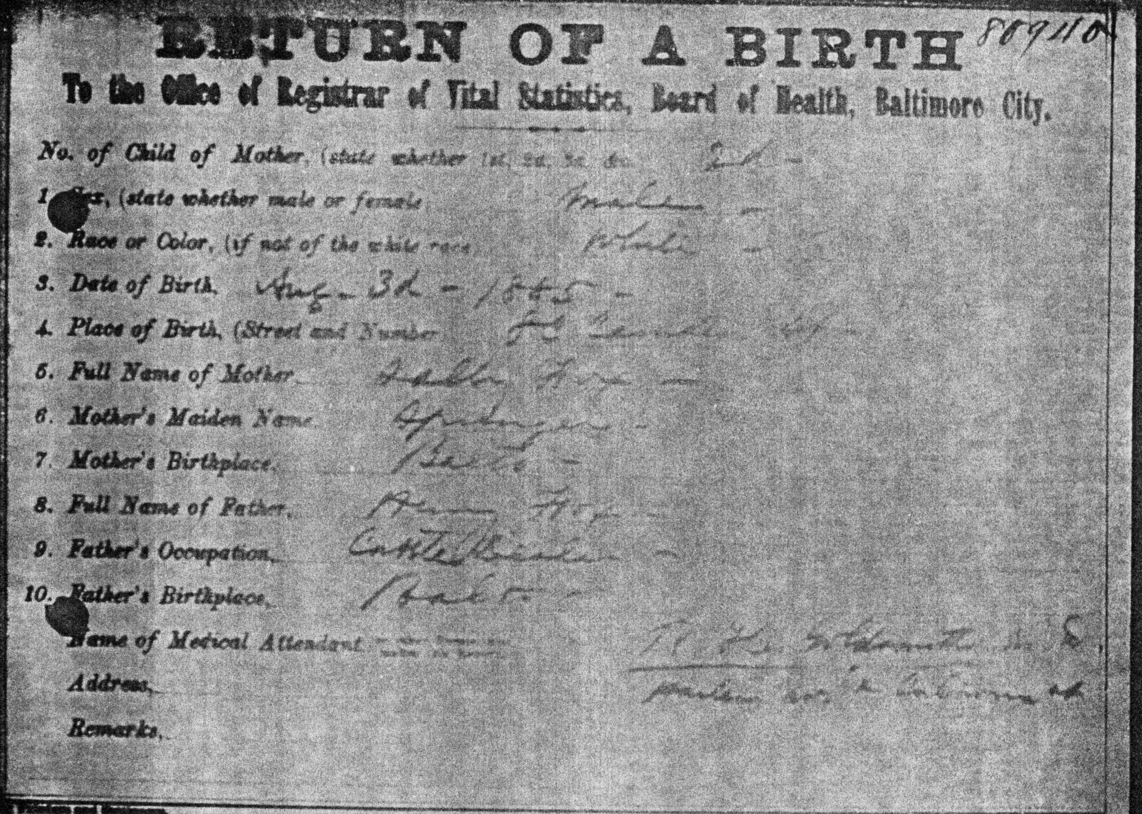 Morton Fox's Brith Record