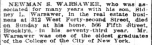 Death Notice, New York Times, 16Apr1918